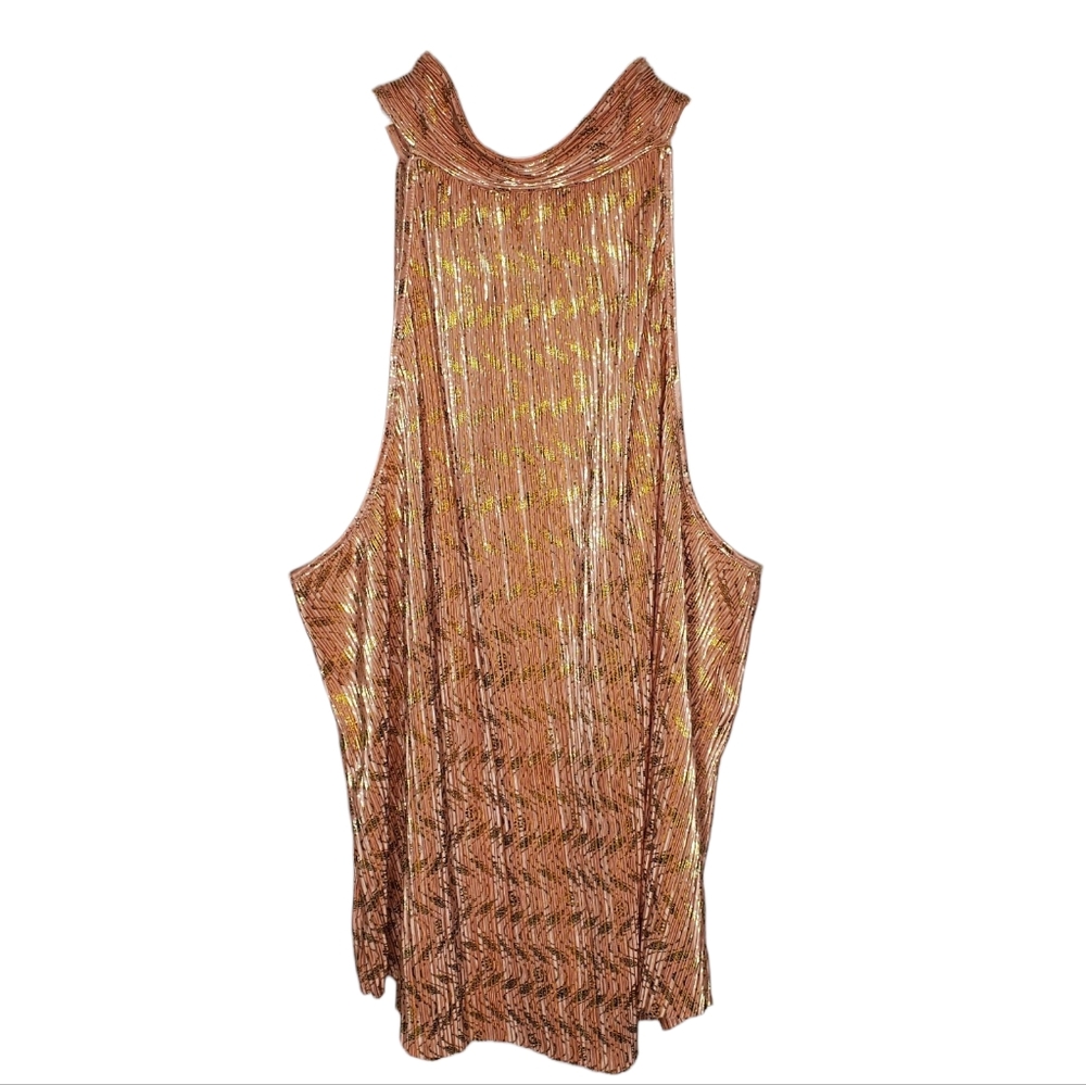Anthropologie Vickie Shine Top Medium Pink Gold Y2k Feminine #096